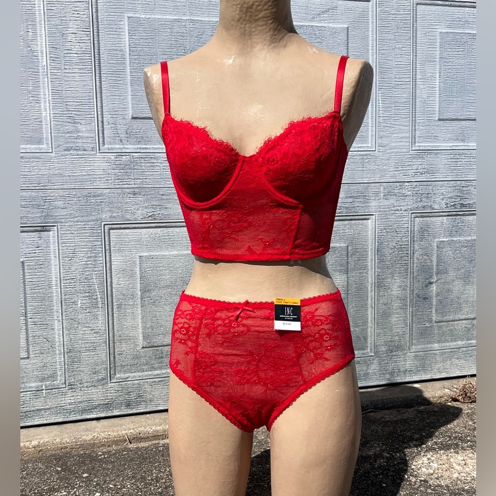 - INC Sz S Red Bustier & High Rise Panty Set! NEW! - Picture 5 of 16